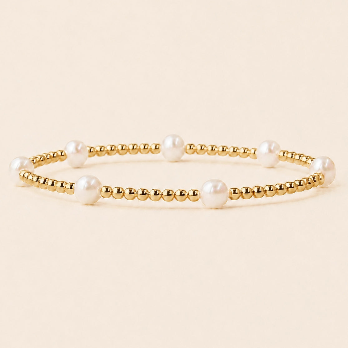 Lenny & Eva Tarnish Resistant Gold Plated Dot Pearl Stretch Bracelet