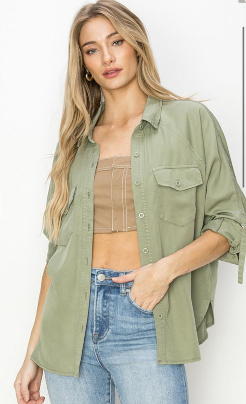 Bayside Oversized Button Up Blouse