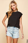 Gianna Basic Cap Sleeve Top - Black