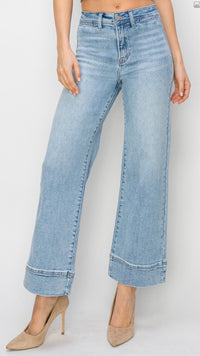 Dreamweaver Denim High Rise Wide Leg Cropped Jeans