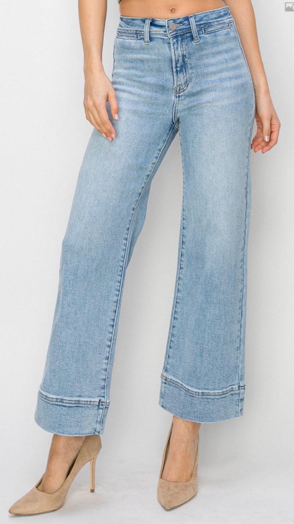 Dreamweaver Denim High Rise Wide Leg Cropped Jeans