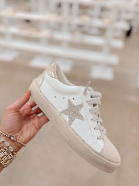 Gaby Neutral Rhinestone Star Sneakers