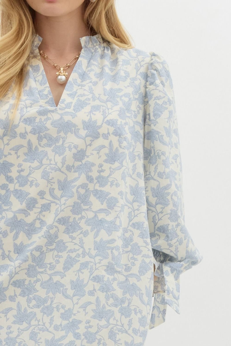 Vintage Charm Floral Puff Sleeve Dress