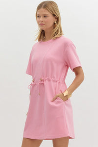 Deluxe Drawstring Mini Dress - Pink