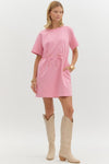 Deluxe Drawstring Mini Dress - Pink