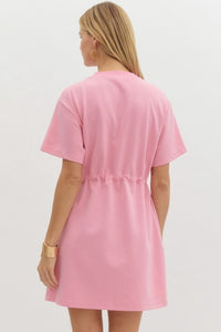 Deluxe Drawstring Mini Dress - Pink