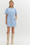 Deluxe Drawstring Mini Dress - Blue