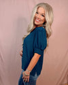 Ray Of Sunshine Ruffle Sleeve Blouse - Teal