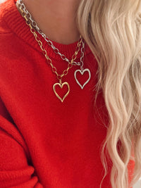 Love Affair Large Open Heart 16-18" Water Resistant Gold Necklace