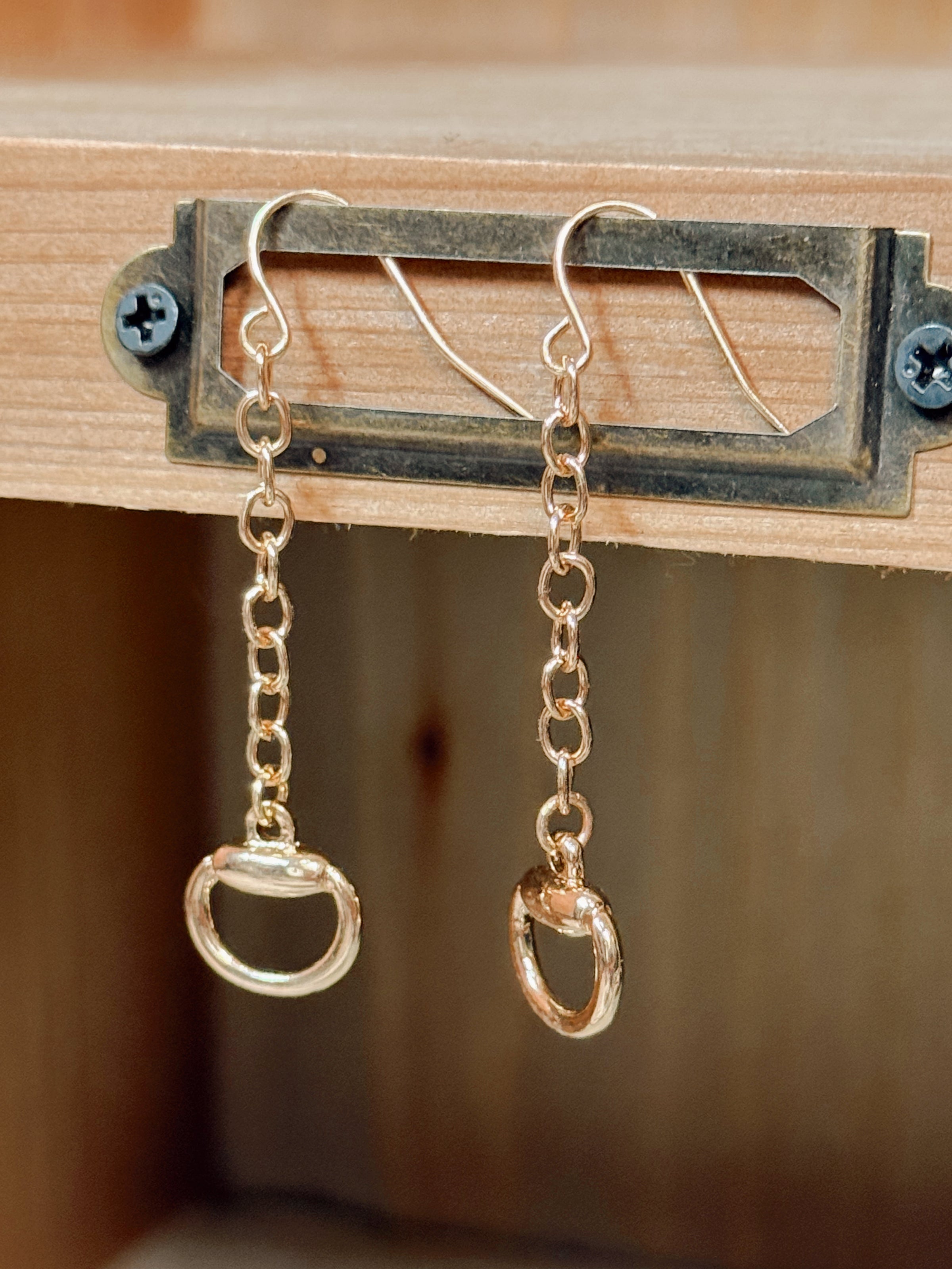 The Belmont Bit Dangle Gold Earrings