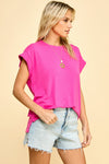 Gianna Basic Cap Sleeve Top - Hot Pink