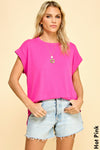 Gianna Basic Cap Sleeve Top - Hot Pink