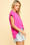 Gianna Basic Cap Sleeve Top - Hot Pink