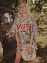 American Honey USA Camo Graphic Tee