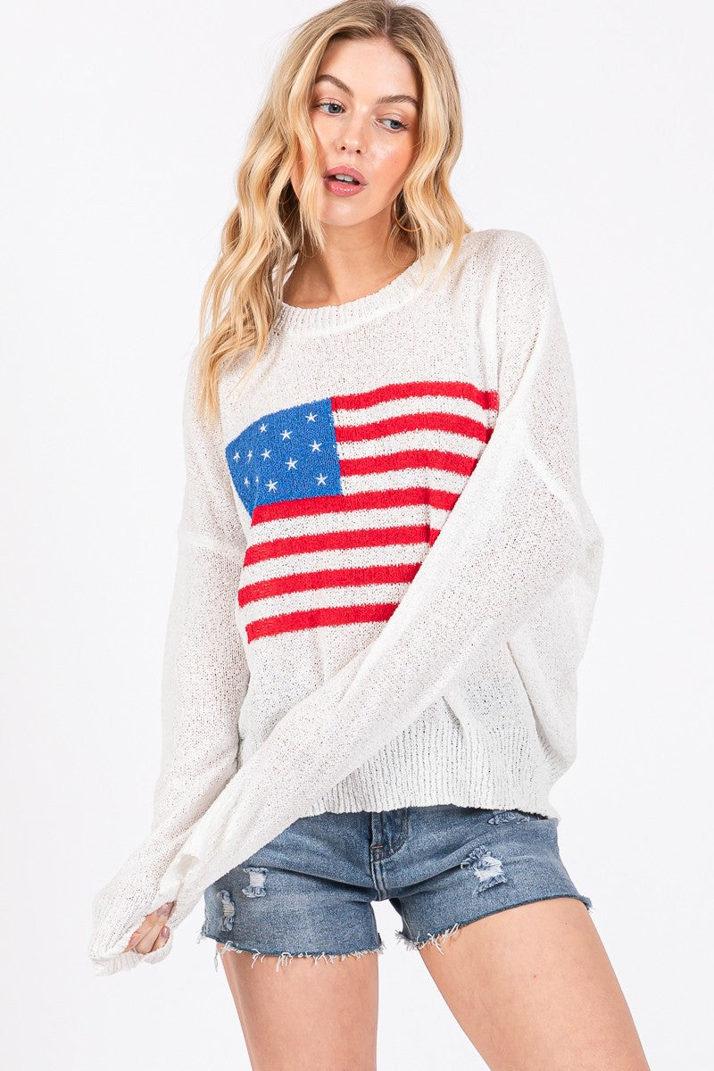 All American Knit Sweater Top - Ivory