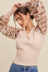 Rose Gold Haze Sequin Sleeve Top