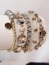 Two Toned Lux Beaded Stack of 5 Bracelets Set