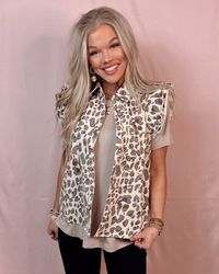 Coveted Confidence Leopard Print Button Up Top / vest