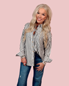 Linear Muse Striped Button Down Top - Black