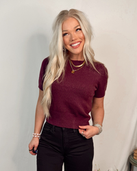 Confidence Boost Chic Knit Everyday Blouse in Maroon