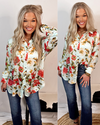 Feminine Flair Floral Button Up Blouse