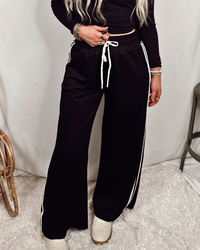 Comfort Zone Luxe Knit Contrast Stripe Straight Leg Lounge Pants