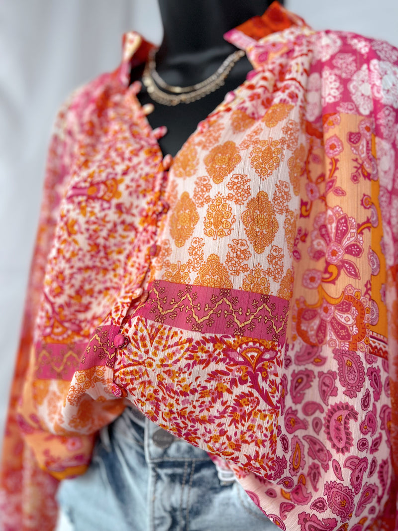 All in The Details Patchwork Blouse