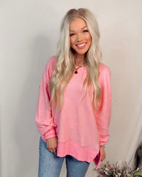 St Croix Oversized Crewneck Sweater in Candy Pink