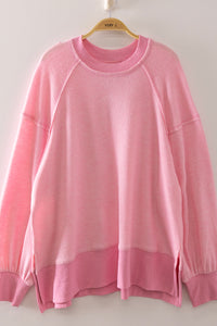 St Croix Oversized Crewneck Sweater in Candy Pink
