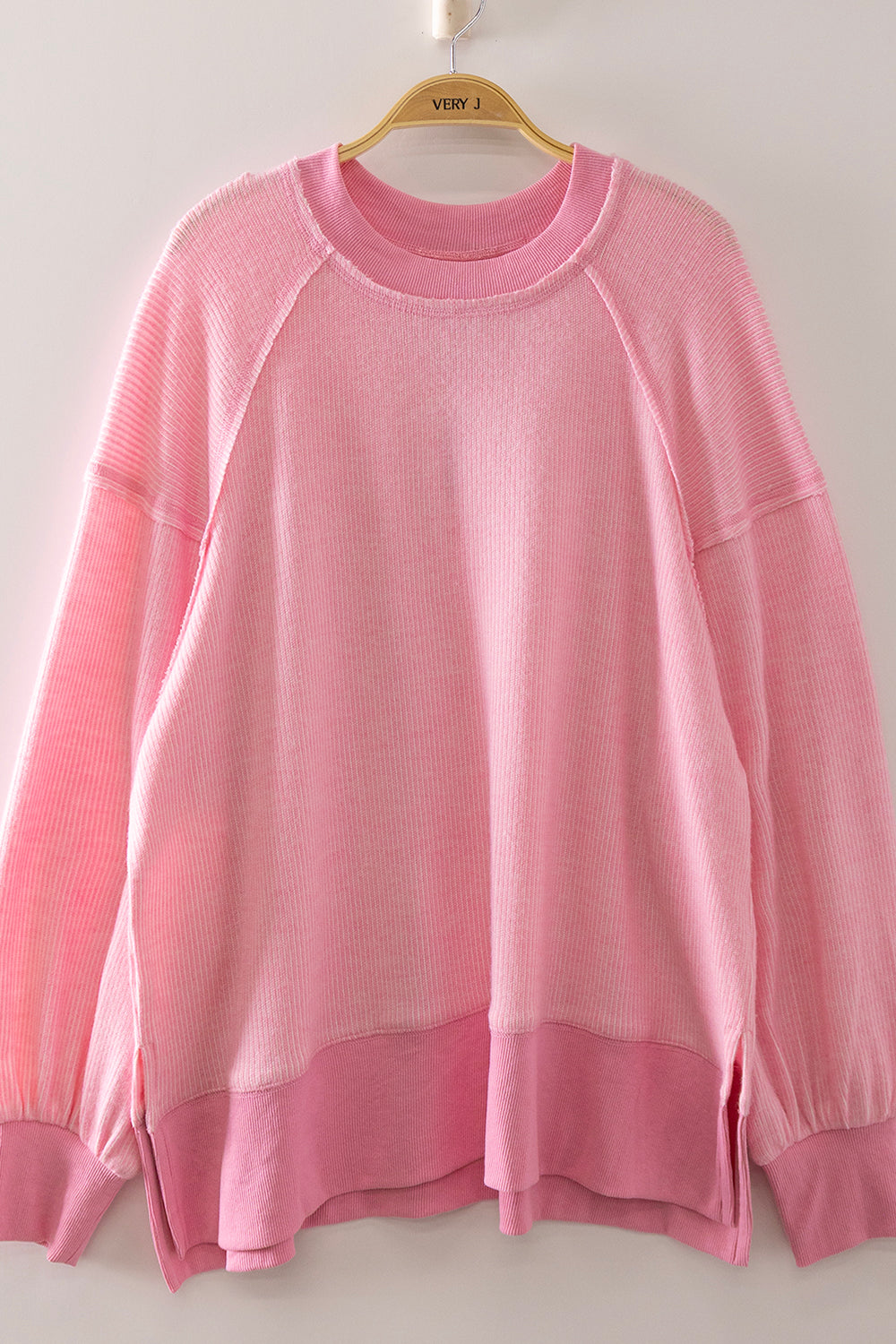 St Croix Oversized Crewneck Sweater in Candy Pink