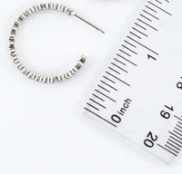 Round Silver Pave Cubic Zirconia Hoop Earrings