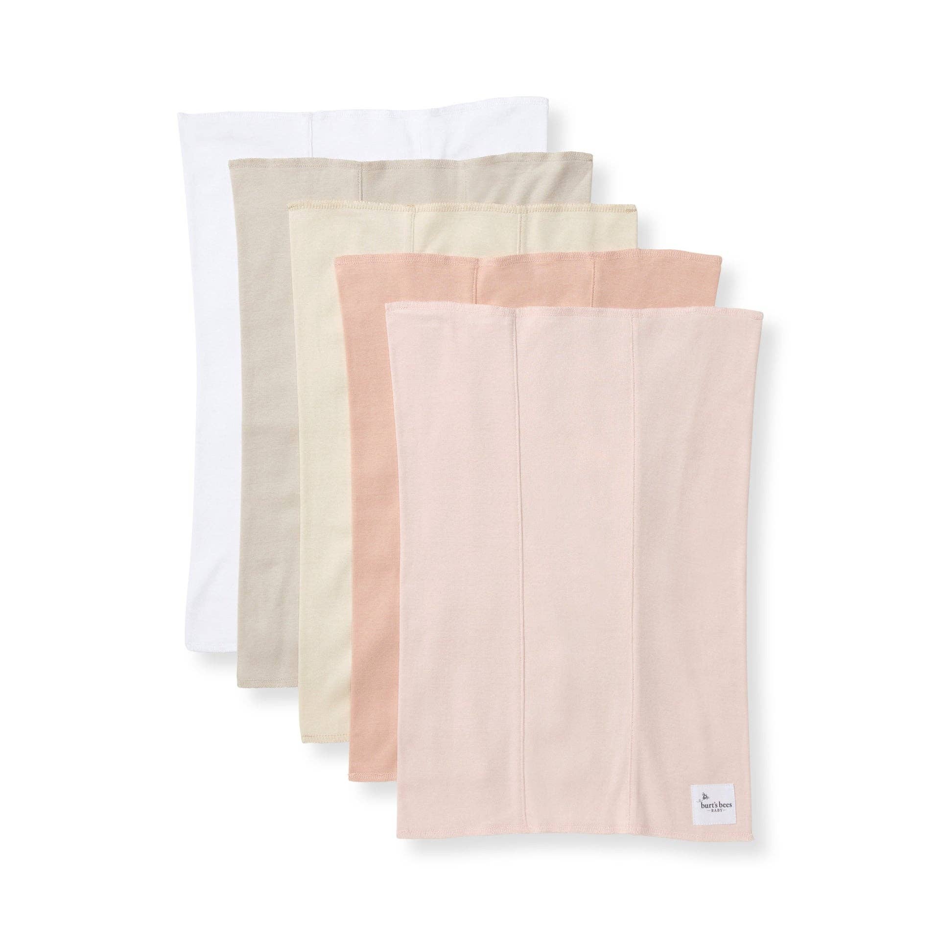 Solid Organic Cotton Burp Cloths 5 Pack - Pink Sand