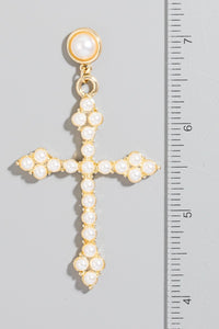 Gleaming with Grace Gold/ Silver Dipped Pearl Cross Earrings