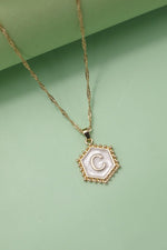 Must Have Monogram Initial Hexagon Epoxy Charm Necklace