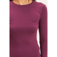 Comfortably Cool Everyday Crew Neck Long Sleeve Top in Maroon