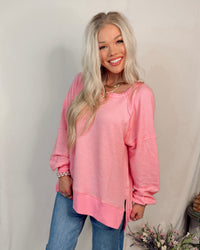 St Croix Oversized Crewneck Sweater in Candy Pink