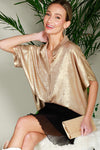Glow Getter Collared Button Up Blouse - Gold