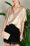 Glow Getter Collared Button Up Blouse - Gold