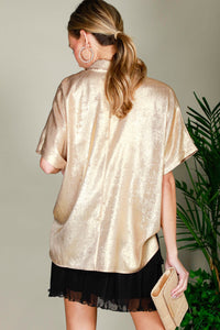 Glow Getter Collared Button Up Blouse - Gold