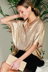 Glow Getter Collared Button Up Blouse - Gold