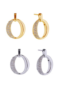 Assorted Glitz + Glam Cubic Zirconia 14K Gold Dipped Small Earrings - Small O Oval Post Earrings
