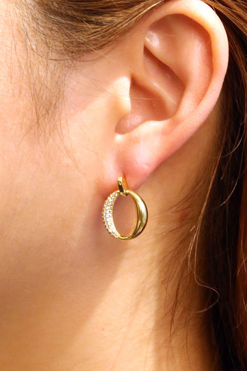 Assorted Glitz + Glam Cubic Zirconia 14K Gold Dipped Small Earrings - Small O Oval Post Earrings