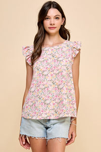 Fond Florals Printed Ruffle Detail Blouse