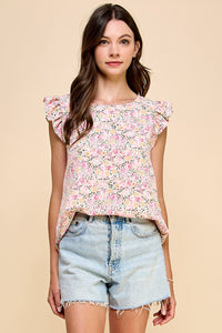 Fond Florals Printed Ruffle Detail Blouse