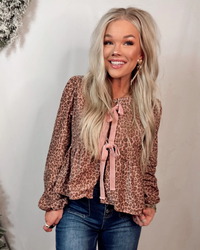 Velvet Vows Leopard Tie Blouse