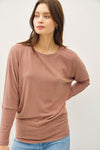 Baylor Basic Long Sleeve Top- Chestnut