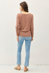 Baylor Basic Long Sleeve Top- Chestnut