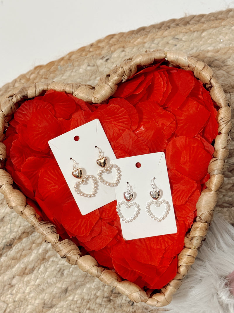 Assorted Pair of Hearts Pearl Drop Earrings