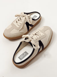MIA Baron Off White + Black Slip On Mule Sneakers