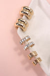 Baguette Stone Double Hoop Trio Earrings Set